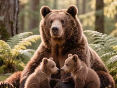 Медведица с медвежатами вышла к дачам в Ленске