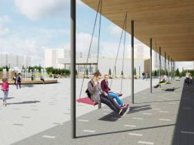 В городе Удачном Якутии продолжают благоустройство Центральной площади